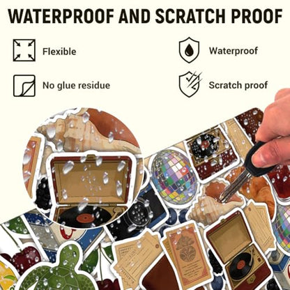 3Pcs Laptop Skin Sticker Decal Vintage PVC Laptop Sticker Fits for 12-16 Inch Notebook Waterproof Scratch Proof Universal Notebook PC Personalized Protector Gift - style: Retro collage