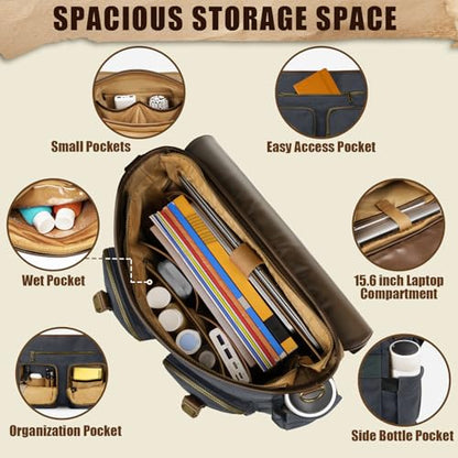 MATEIN Professional Work Bag with USB Port, 15.6 Inch Laptop Messenger Bag | Men Canvas Briefcase, Wet Pocket, RFID Blocking Pocket, Water Resistant, Computer Sachel, Commuting, Brown & Charcoal Grey - color: Brown & Charcoal Grey