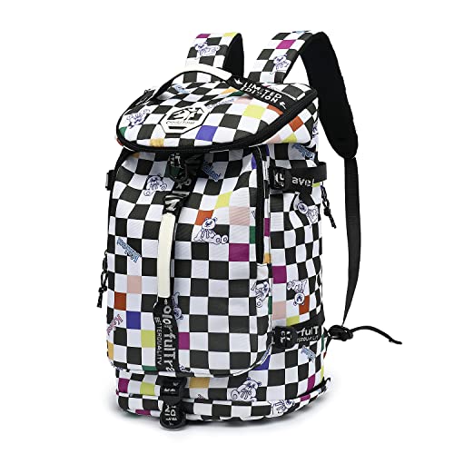 Kalesi Gym Duffle Bag Backpack 4-Way Waterproof with Shoes Compartment for travel Sport Hiking laptop - color: Checkerboard