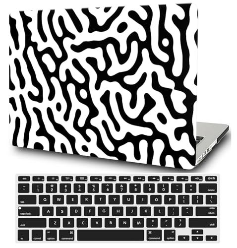 Hard Case Compatible with Old Version MacBook Pro 13 inch Case 2012 2011 2010 2009 2008 Release A1278 with CD-ROM, Laptop Plastic Hard Case Shell & Keyboard Cover, Black & White - color: 1571 Black & White, size: A1278(Pro 13" w/CD-ROM 2008-2012)