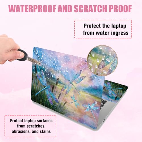 PLIGREAT Dragonfly Laptop Decal Sticker Skin Cover, Landscape Painting Laptop Stickers Skin Decal Fits 12" 13" 13.3" 14" 15" Laptops Universal Waterproof Removable Notebook Art Protector - color: Dragonfly