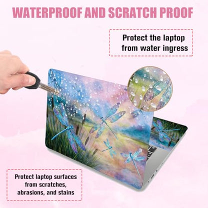 PLIGREAT Dragonfly Laptop Decal Sticker Skin Cover, Landscape Painting Laptop Stickers Skin Decal Fits 12" 13" 13.3" 14" 15" Laptops Universal Waterproof Removable Notebook Art Protector - color: Dragonfly