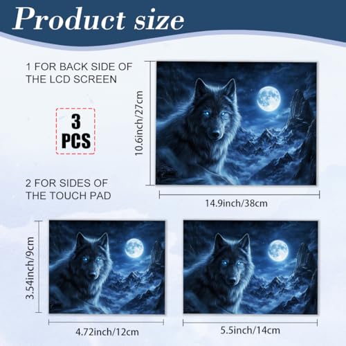 PLIGREAT 15 Inches Laptop Skin Stickers, Wolf and Mountains Pattern Laptop Sticker Decals Fits 12" to 15" Laptops Universal Waterproof Removable Notebook Art Cover Sticker - color: Grey,blue