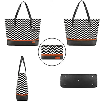 Laptop Tote Bag for Women Large Canvas Womens Briefcase Waterproof Computer Bag Work Bags for Women Fits 15.6 inch Laptop - color: Bwave
