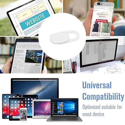 Privacy Cover Slider Stickers for Laptop Tablet Phone Front Area Adhesive Tabs for Office Study Meeting Device Use 0.7 x 0.4 Inch(white) - color: White-12 PCS