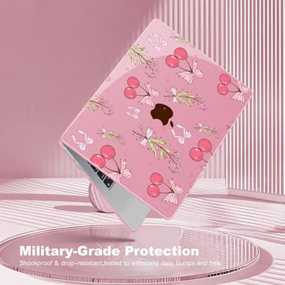 Teryeefi Pink Case for MacBook Air 13.6 inch 2025 2024 2022 Fit Model A3240/A3113/A2681, Laptop Hard Shell with Keyboard Cover Trackpad Film USB Adapter for MacBook Air 13 inch M4 M3 M2, Cherry W128 - color: Cherry Pink W128