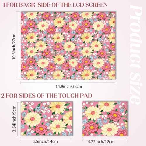 SUPERDANT 3Pcs Laptop Skin Sticker Pink and Yellow Floral 14.96x10.63in Trimmable Reusable PVC Decal Cover Fits 12 13 14 15 15.6 Inch Notebook Flowers Pattern Colorful - style: Pink and Yellow Floral