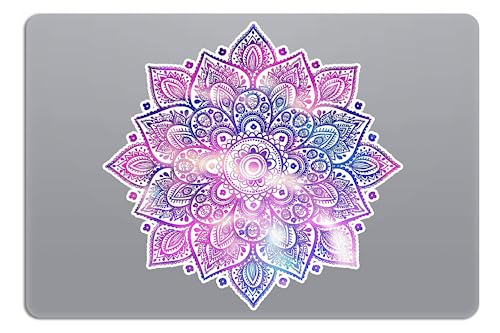 Mandala Laptop Decal - Waterproof Removable Vinyl - Purple Blue Pink Flower Design - Cute Partial Skin - Universal Fit - Women's Laptop Sticker - color: Pink on White Material (for Darker Laptop)