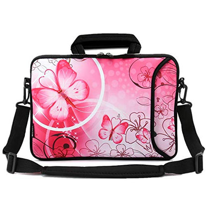 10 inch Messenger Bag Carrying Case Sleeve with Handle Accessory Pocket Fits 7 to 10-Inch Laptops/Notebook/Kids tablet (7-10.2 inch, Pink Butterfly) - color: Pink Butterfly, size: 7-10.2 inch