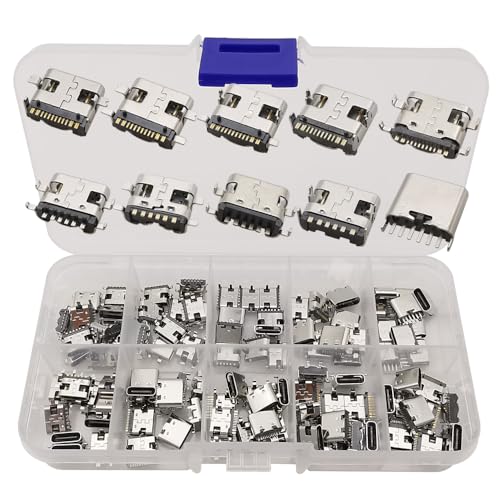 100Pcs USB Type C Female Socket 6Pin 16Pin Connector Type-C USB 3.1 Charging Dock Connectors PCB Soldering Digital Product DIY Repair Type C Jack Charger Adapter for Phone
