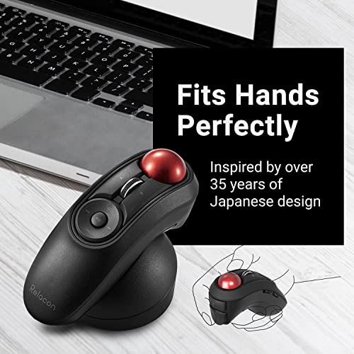 ELECOM Relacon Handheld Trackball Mouse, Thumb Control, 2.4GHz Wireless, Ergonomic Design, 10-Button Function with Smooth Tracking, Windows11, MacOS (M-RT1DRBK) - style: 2.4GHz