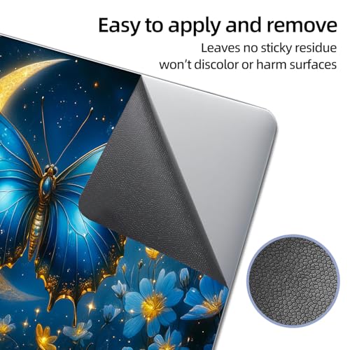 Universal Laptop Skin Sticker Decal, 12"-15.6" Aesthetic Vinyl Wrap, Blue Butterfly Moon Waterproof Notebook Cover Art Protector for MacBook HP Dell Lenovo, Fits 13" 14" 15" 15.6" - color: Blue Butterfly Moon