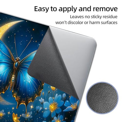 Universal Laptop Skin Sticker Decal, 12"-15.6" Aesthetic Vinyl Wrap, Blue Butterfly Moon Waterproof Notebook Cover Art Protector for MacBook HP Dell Lenovo, Fits 13" 14" 15" 15.6" - color: Blue Butterfly Moon