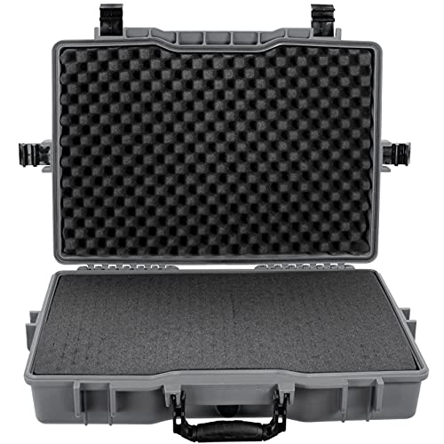 Eylar Large 22 inch Protective, Camera, Tools, Equipment Laptop Hard Case Waterproof w/ 3 Layers Foam (Gray) - color: Gray