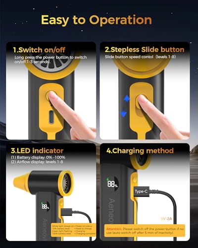 Compressed Air Duster, 130000RPM Super Power Cordless Electric Air Duster with Fast Charging, 8-Speed Adjustable Rechargeable Brushless Blower for Computer, Keyboard, Car, House and Outdoor Use