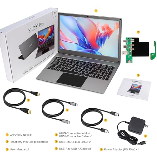 ELECROW 15.6 Inch Portable Monitor with Keyboard, Lapdock Display with Built-in Battery & RPi5 Adapter, 1080P FHD IPS USB C Computer Monitors Compatible with Raspberry Pi, PC, Phone, Mac, Game Console