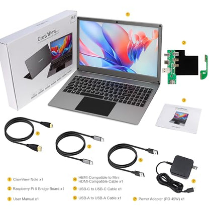 ELECROW 15.6 Inch Portable Monitor with Keyboard, Lapdock Display with Built-in Battery & RPi5 Adapter, 1080P FHD IPS USB C Computer Monitors Compatible with Raspberry Pi, PC, Phone, Mac, Game Console