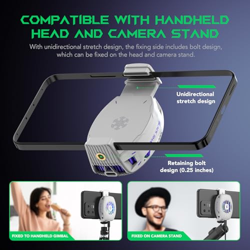 Black Shark Phone Cooler for Gaming FunCooler 5 NEO, Wired Mobile Phone Cooling Fan Lightweight Quiet with RGB Light, Cellphone Radiator for 2.67-3.45 inches iPhone/Android, Retaining Bolt (White)