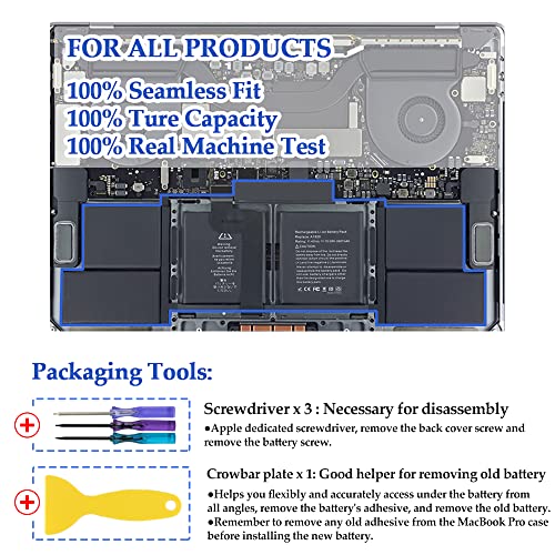 ANTIEE A1707 Battery Replacement, A1820 Battery for MacBook Pro 15" (Late 2016, Mid 2017) Touch Bar EMC 3072 EMC 3162 MLH32 MLH42 MLW72 MLW82 MPTR2 MPTT2 MLH52 MLW92 MPTU2 MPTV2 MPTW2 MPTX2 - size: 14*3.15*0.28inch A1820