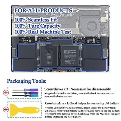ANTIEE A1707 Battery Replacement, A1820 Battery for MacBook Pro 15" (Late 2016, Mid 2017) Touch Bar EMC 3072 EMC 3162 MLH32 MLH42 MLW72 MLW82 MPTR2 MPTT2 MLH52 MLW92 MPTU2 MPTV2 MPTW2 MPTX2 - size: 14*3.15*0.28inch A1820