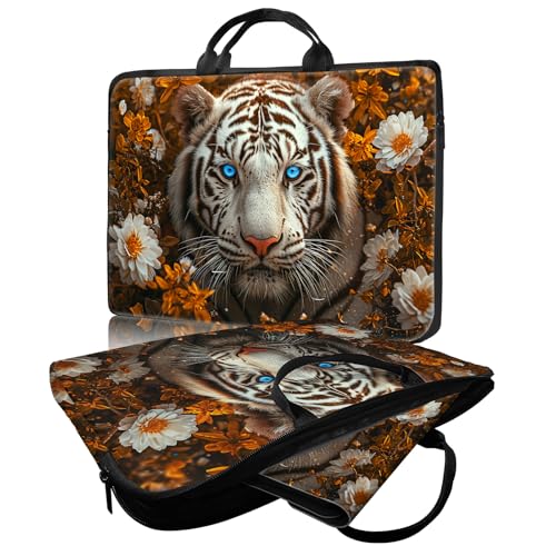 Laptop Bag,14 15 15.6 inch Laptop Case Sleeve,Computer Sleeve with Handle for Women Men,Carrying Case for MacBook,Dell,Lenovo,Notebook Computer,White Tiger Flower - color: White Tiger Flower