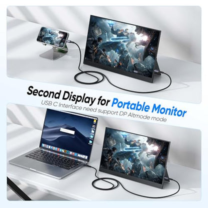 USB C Monitor Cable 3FT, 4K@60Hz Display Video, USB C 3.2 Gen 2x2 with 20Gbps High Speed Data Transfer, 100W Fast Charging Cord for Monitor, Laptop, Phone, Portable SSD, Dock