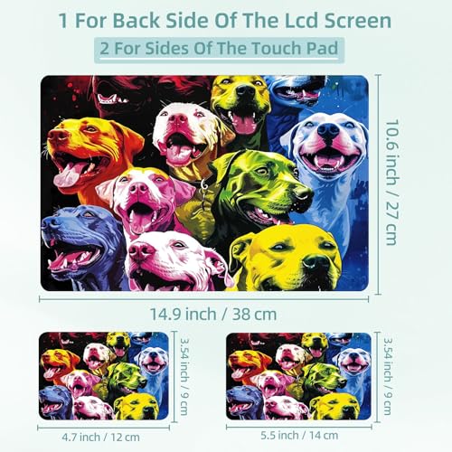 Universal Laptop Skin Decal, 3-Piece Vinyl Protector for 12 13 14 15.6" Notebook, Waterproof Anti-Scratch, Easy Trim & Bubble-Free Finish, Group of Dogs All Different Breeds - color: Group of Dogs All Different Breeds
