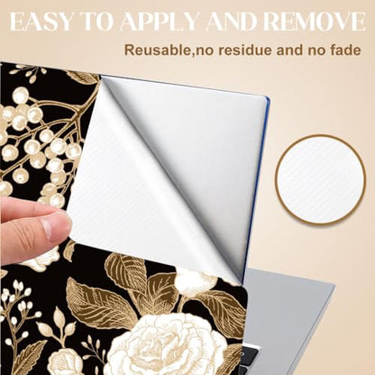 SUPERDANT Laptop Skin Sticker Flower Laptop Decals Personalized Universal Notebook Computer Wrap Vinyl Skin Stickers Cover Art Decal Removable 12-15.6 Inch Waterproof Gifts Black White - color: Black+White