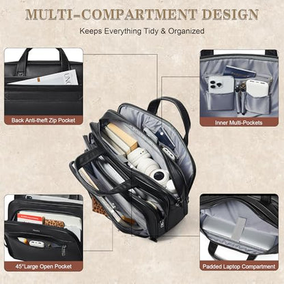 Leather Messenger Bag for Men&Women 17 Inch Leather Laptop Bag,Water-Resistant Large Shoulder Satchel Office,Work - color: Black