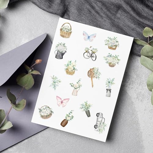 CNhoqc Watercolor Plant Sticker Roll - 1000 Pcs Spring Natural Plant Waterproof Vinyl Reusable Laptop Sticker Self Adhesive Water Bottle Activity Pad Birthday Party Favors Gift Easter Basket Stuffers - style: Watercolor Natural Plant