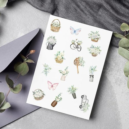CNhoqc Watercolor Plant Sticker Roll - 1000 Pcs Spring Natural Plant Waterproof Vinyl Reusable Laptop Sticker Self Adhesive Water Bottle Activity Pad Birthday Party Favors Gift Easter Basket Stuffers - style: Watercolor Natural Plant
