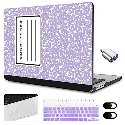 MEEgoodo Case for M5/M4/M3/M2 MacBook Air 15 inch Case 2026 2025 2024 2023, Laptop Shell Fit Model (A3448/A3241/A3114/A2941) for MacBook Air 15.3-inch, Composition Book Purple - color: Composition Book Purple