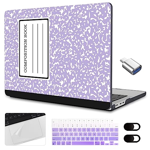 MEEgoodo Case for M5/M4/M3/M2 MacBook Air 15 inch Case 2026 2025 2024 2023, Laptop Shell Fit Model (A3448/A3241/A3114/A2941) for MacBook Air 15.3-inch, Composition Book Purple - color: Composition Book Purple