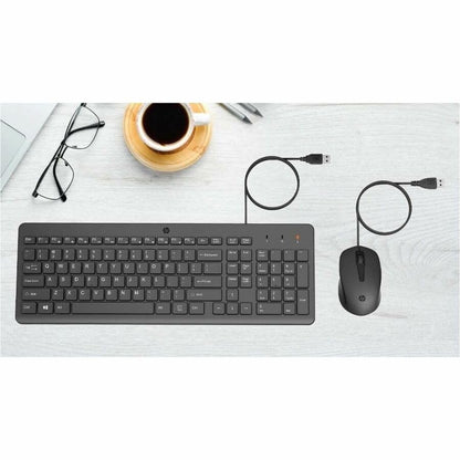 HP 150 Wired Mouse and Keyboard Combo - Full-Sized, Low-Profile Keyboard with Numeric Keypad - 1600 DPI Optical Sensor, Multi-Surface Wired Mouse - USB Plug-and-Play Connectivity (240J7AA, Black)