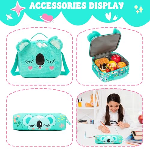 Meetbelify Kids Rolling Backpack with Wheels for Girls Cute koala School Roller Backpack,Carry on Travel Luggage with Lunch Bag and Pencil Case for Girls Ages 5-12 - color: 01 Koala