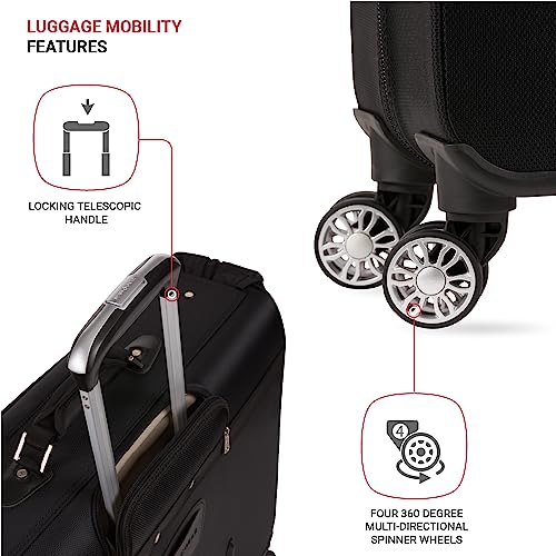 SwissGear 7895 Premium Garment Bag with Spinner Wheels, Amazon Exclusive, Bonus Hanging Feature, 24-Inch Luggage - Black - color: Black, size: 24 inch Spinner