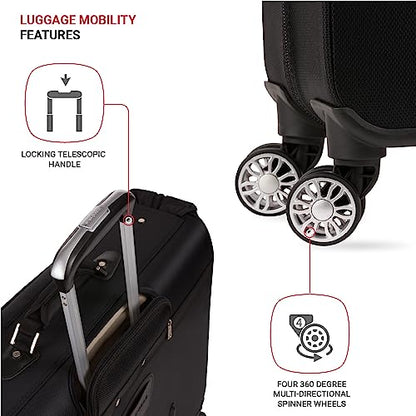 SwissGear 7895 Premium Garment Bag with Spinner Wheels, Amazon Exclusive, Bonus Hanging Feature, 24-Inch Luggage - Black - color: Black, size: 24 inch Spinner