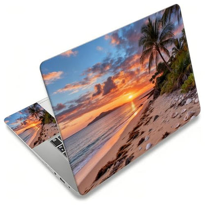 Laptop Skin Sticker Decal, Universal Reusable Vinyl Laptop Cover for 12" 13" 13.3" 14" 15" 15.4" 15.6" Notebook PC, Reusable Waterproof Scratch-Resistant with 2 Wrist Pads,Beach Coconut Tree - color: Beach Coconut Tree