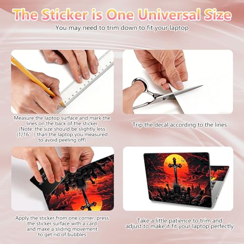 Laptop Skin Sticker Decal 12" 13" 13.3" 14" 15" 15.6",Waterproof Scratch Resistant Vinyl,Reusable Easy to Apply,for MacBook HP Dell Notebooks Netbooks Laptop,2 Wrist Pads,Cross Blood Moon - color: Cross Blood Moon