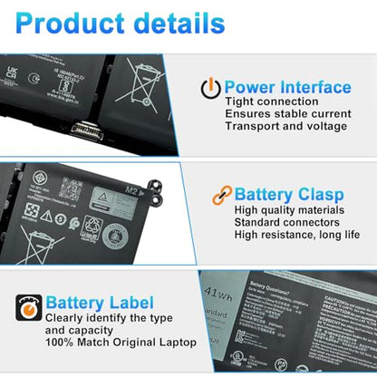 41Wh G91J0 Laptop Battery for Dell Latitude 3520 3420 3320 3330 Inspiron 3510 3511 3515 5310 5410 5418 5510 5515 5518 14 Plus 7420 7415 2-in-1 Vostro 5620 5625 Series JGCCT N9XX 0PG8YJ FH3K2 - size: 8.39*3.5*0.22inch G91J0