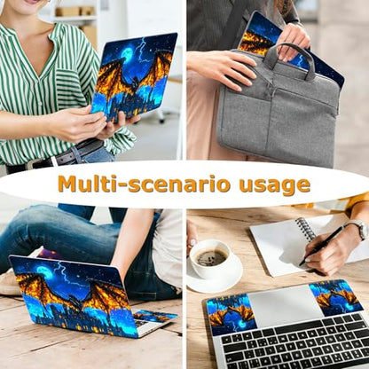 Universal Laptop Skin Sticker with 2 Wrist Pad Decals, 3-Piece Removable Vinyl Laptop Cover, Castle Dragon Waterproof Anti-Scratch, Easy-Trim Fit for 13.3" 14" 15.6" Laptops - color: Castle Dragon