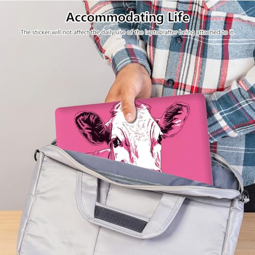 Universal Laptop Skin Sticker with 2 Wrist Pad Skins, Waterproof Scratch Resistant Vinyl Laptop Cover Decal, Cut to Fit for 11–15.6 Inch MacBook HP Dell Lenovo, Pink Cow - color: Pink Cow