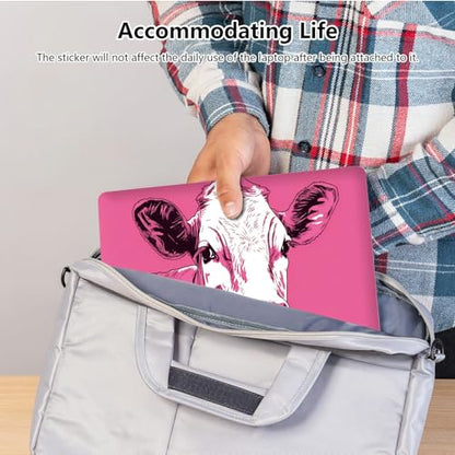 Universal Laptop Skin Sticker with 2 Wrist Pad Skins, Waterproof Scratch Resistant Vinyl Laptop Cover Decal, Cut to Fit for 11–15.6 Inch MacBook HP Dell Lenovo, Pink Cow - color: Pink Cow