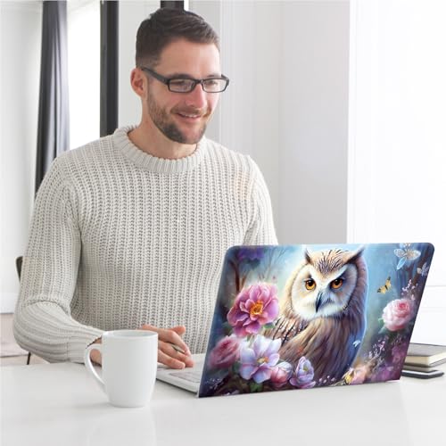 Universal Laptop Skin, DIY Cut-to-Fit Vinyl Cover Compatible with HP, Dell, Lenovo, Mac (13.3" to 15.6"), Anti-Scratch, No Residue & Bubble-Free Protective Decal Sticker, Floral Owl Fantasy - color: Floral Owl Fantasy
