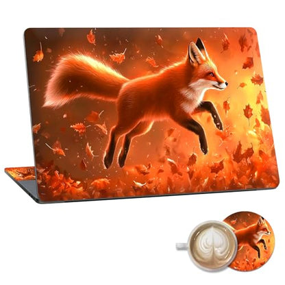 Laptop Skin Sticker Decal 15.6 Inch,12 13 13.3 14 15 15.6 in Laptop Netbook Skins for Notebook,Art Decal Removable Waterproof Scratch Resistant,Universal Vinyl Cover,Autumn Fox Red - color: Autumn Fox Red
