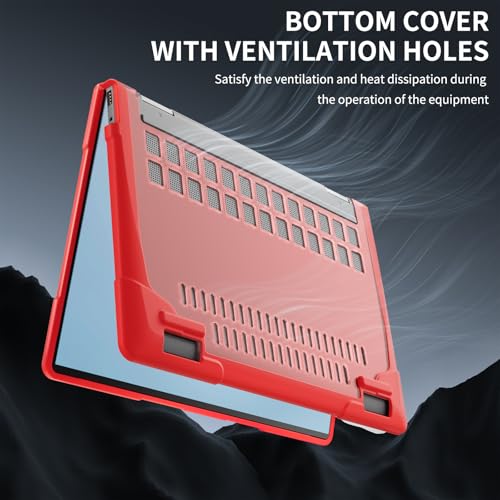 Batianda Protective Case for HP Envy x360 2-in-1 14 Inch 2024, Red | Shockproof TPU Bumper with Matte Durable Hard Shell and 360° Flip Support, Fits 14-fc0000 and 14-fa0000 Series - color: Red