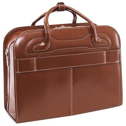 McKlein WILLOWBROOK, 17" Leather Detachable -Wheeled Ladies' Laptop/Computer & Tablet Business Briefcase Bag/Women's Rolling Overnight Travel Bag, Removable trolley case - color: Brown, size: 18"x8.75"x14.5"