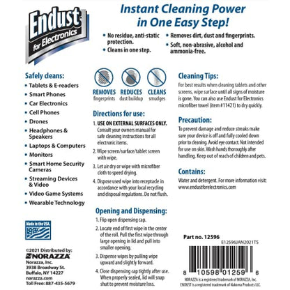 Endust For Electronics; Anti-Static Screen & Surface Cleaning Wipes; For Tablet, E-Reader, Monitor, Laptop, Phone, TV, and More; Pre-Moistened, Alcohol & Ammonia Free, 140 Wipes (Pack of 2) - size: 1 Count (Pack of 2)