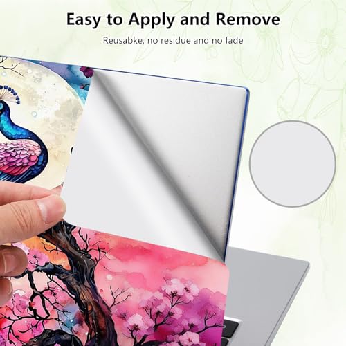 Laptop Skin Sticker Decal, Universal Reusable Vinyl Laptop Cover for 12" 13" 13.3" 14" 15" 15.4" 15.6" Notebook PC, Waterproof Scratch-Resistant with 2 Wrist Pads, Easy to Apply & Remove,Cute Peacock - color: Cute Peacock