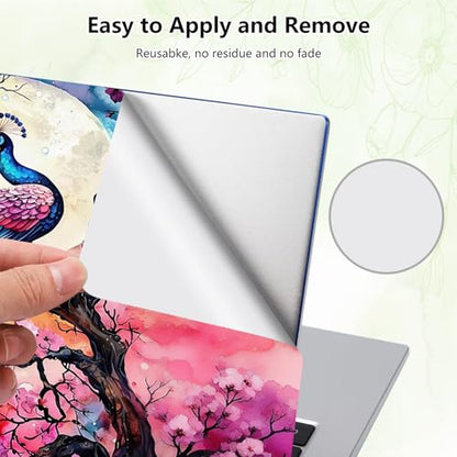 Laptop Skin Sticker Decal, Universal Reusable Vinyl Laptop Cover for 12" 13" 13.3" 14" 15" 15.4" 15.6" Notebook PC, Waterproof Scratch-Resistant with 2 Wrist Pads, Easy to Apply & Remove,Cute Peacock - color: Cute Peacock